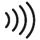 Contactless symbol: concentric half circles designed to look like sound waves.